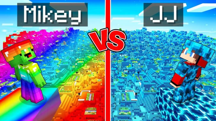 Mikey RAINBOW vs JJ STORM Village Survival Battle in Minecraft (Maizen)