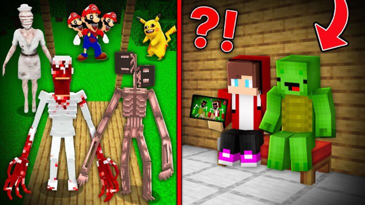 まいぜんとマイキーは、Minecraft の隠しカメラで 1000 個の恐ろしいサイレン ヘッド、ピカチュウ、マリオを入手します