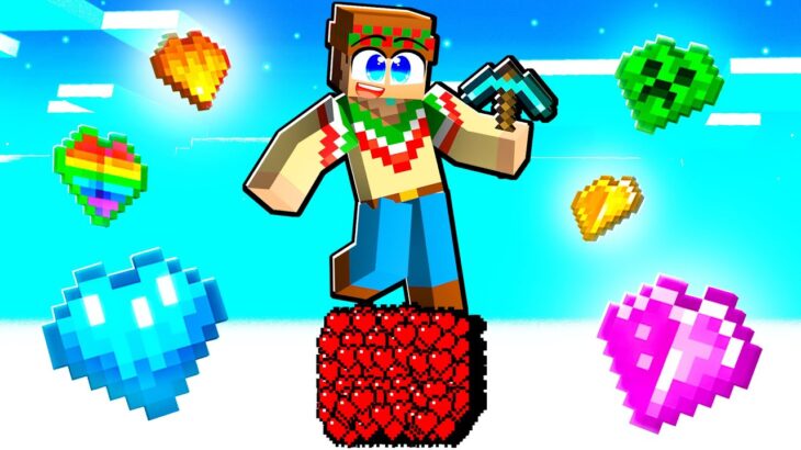 ¡Minecraft en 1 BLOQUE de CORAZONES! ♥️💛💙💚 SILVIOGAMER MINECRAFT PERO