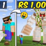 Rs1 vs Rs1,00,000 Giant Mob Build Battle in Minecraft