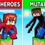 SUPERHEROES vs MUTANTES en 1 BLOQUE en Minecraft!