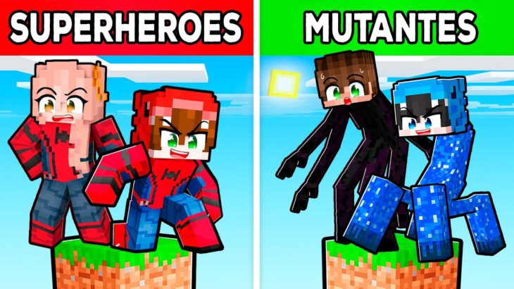 SUPERHEROES vs MUTANTES en 1 BLOQUE en Minecraft!