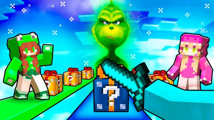 Sobreviviendo A EL GRINCH en una CARRERA DE LUCKY BLOCKS de Minecraft!