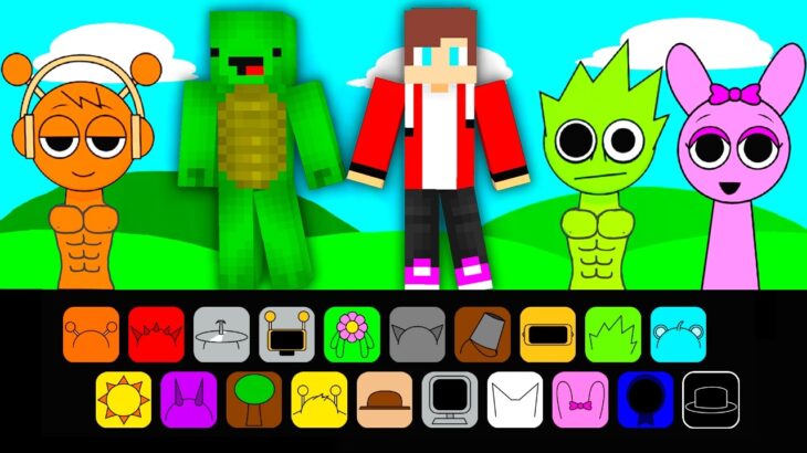 Sprunki JJ and Mikey Minecraft MOD Sinner Edition MAIZEN :  In Minecraft Animation