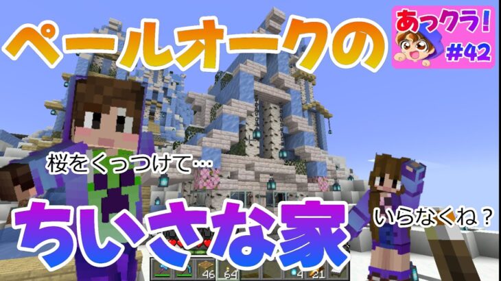 【マイクラ】ペールオークのちいさな家　初めてのペールオーク建築に挑戦！桜も取ったし張り切っていつもの家作るぞ～！突然の雪にビックリ！何が起きた？真っ暗！？　あっきゅうのマイクラ＃４２【マインクラフト】