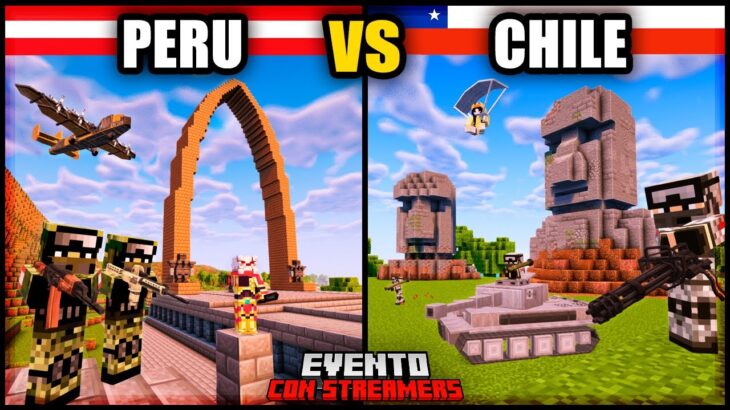 100 Jugadores SIMULAN UNA GUERRA entre PERÚ y CHILE en Minecraft Hardcore con STREAMERS!!