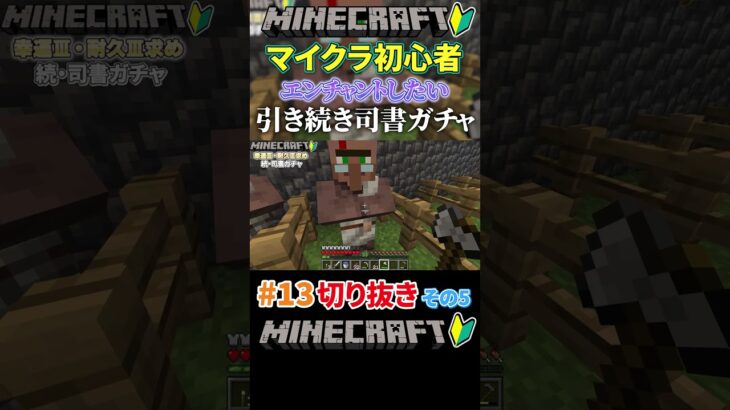 #13【マイクラ】引き続きエンチャントしたいから司書ガチャするマイクラ初心者その5 #shorts #切り抜き #マイクラ #マインクラフト #minecraft #ゲーム実況