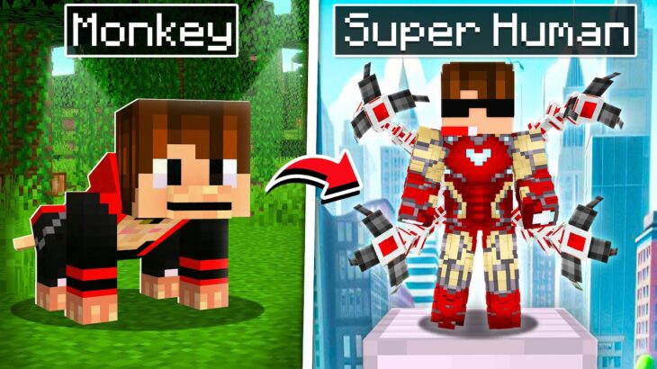 Evolving From MONKEY to SUPER HUMAN in Minecraft !!!