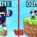 TINY Vs GIANT One Block Battle in Minecraft!!