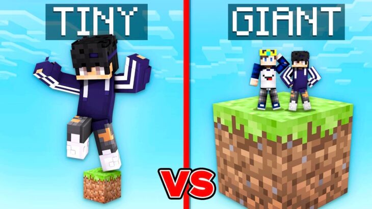 TINY Vs GIANT One Block Battle in Minecraft!!