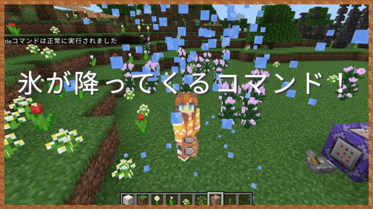 【1分マイクラコマンド】空から氷が降ってくる⁉すぐ試せる楽しいコマンド！