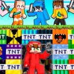 SUPER TNTs vs 6 CAZADORES  en Minecraft!