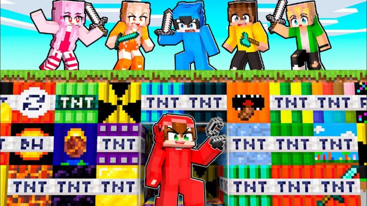 SUPER TNTs vs 6 CAZADORES  en Minecraft!