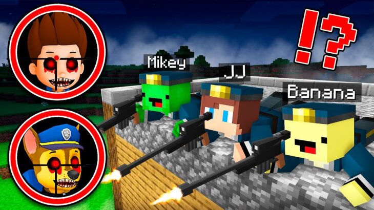 ジェイジェイとマイキーがマインクラフトで夜のライダーとチェイスから隠れる！- まいぜん ?!