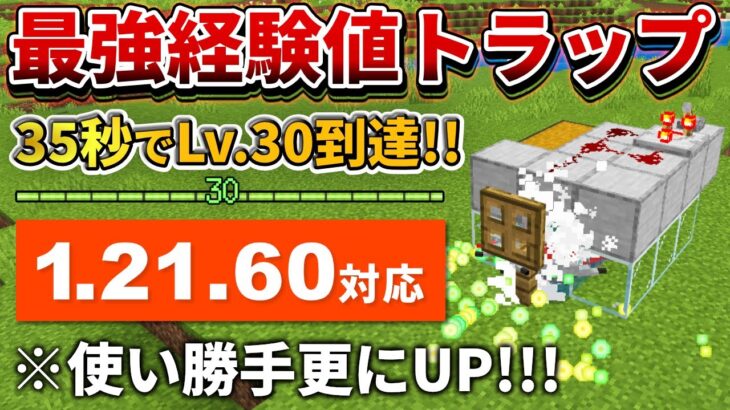 1.21.60対応【マイクラ統合版】35秒でLv.30到達！最強アルマジロ式経験値トラップの作り方【PE/PS4/Switch/Xbox/Win10】ver1.21