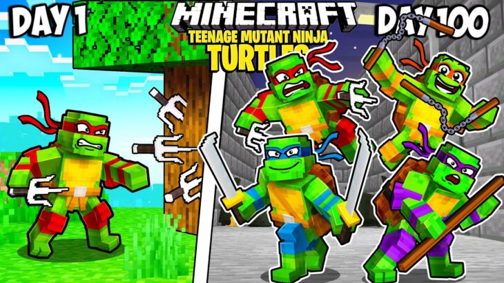 I Survived 100 Days as the TEENAGE MUTANT NINJA TURTLES in Minecraft