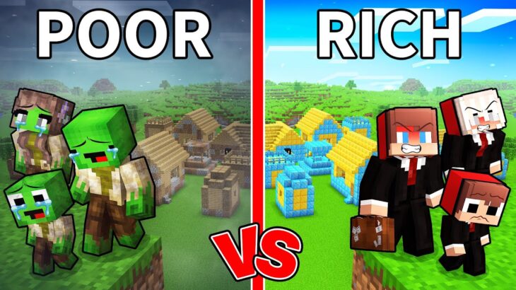 Mikey Family and JJ Family Left POOR vs RICH Village in Minecraft (Maizen)