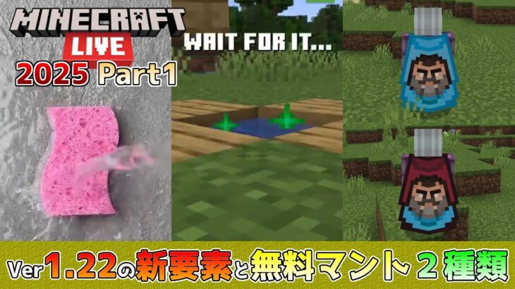 【マイクラ速報】Ver1.22の新要素の意味深動画や画像の投稿に無料マント2種類追加!! ～最新のアップデート情報～