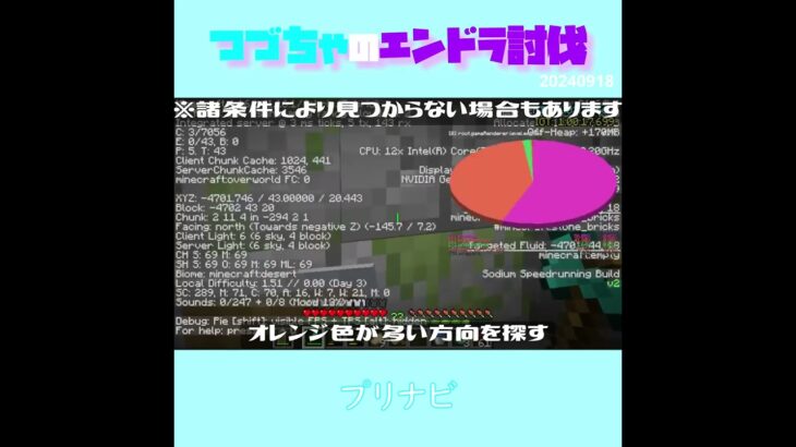 【マイクラ】プリナビ　 fromつづちゃのエンドラ討伐！2024/09/18　#Minecraft　#Shorts　#rta