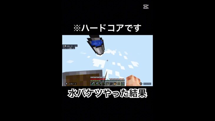 【マイクラ】ハードコアで超高いところで水バケツチャレンジした結果…(一発録り)#マイクラ#minecraft #水バケツ着地 #shorts こ