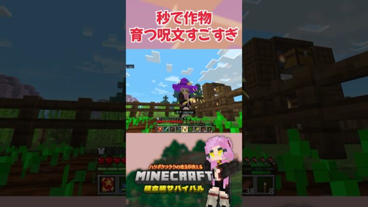 【マイクラ】秒で作物育つのえぐない…？【魔法の呪文アドオン】 #shorts