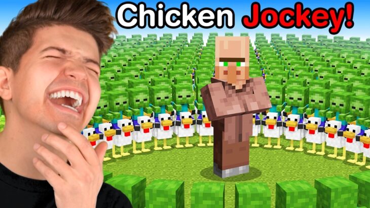 1000 Chicken Jockey Vs Village in Minecraft!