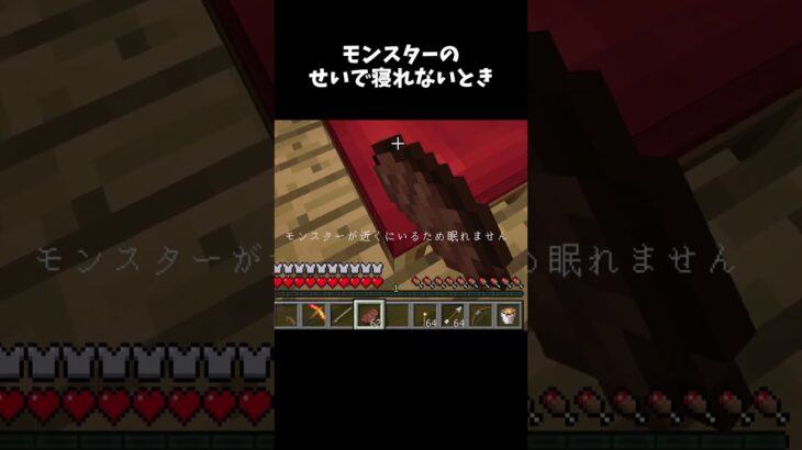 [パターン2]モンスターのせいで寝れないとき#マイクラ #minecraft #ショート #shorts
