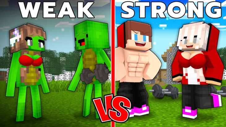 Maizen : Weak Mikey Family vs Strong JJ Family – Minecraft Animation (JJ and Mikey)