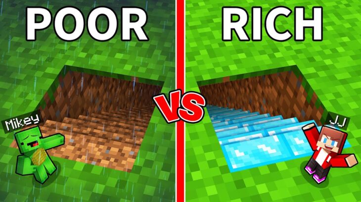 Mikey POOR vs JJ RICH TINY BASE Under STAIRS in Minecraft (Maizen)