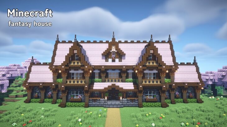 【マインクラフト】桜とダークオークを使ったファンタジーな家の作り方【マイクラ建築】【Minecraft】
