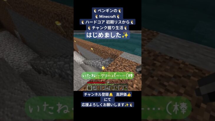 【マイクラ実況】ペンギンのハードコア チャンク掘り生活 Part1【Minecraftサバイバル】 #minecraft  #マインクラフト  #マイクラ #マイクラサバイバル #ショート #ゲーム