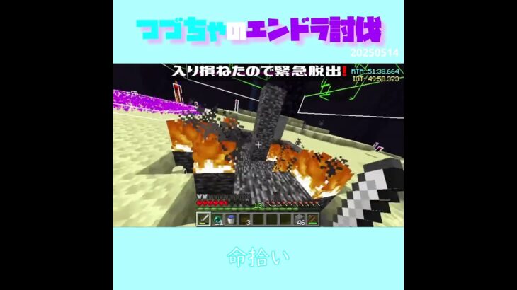 【マイクラ】命拾い　 fromつづちゃのエンドラ討伐！2025/05/14　#Minecraft　#Shorts　#rta