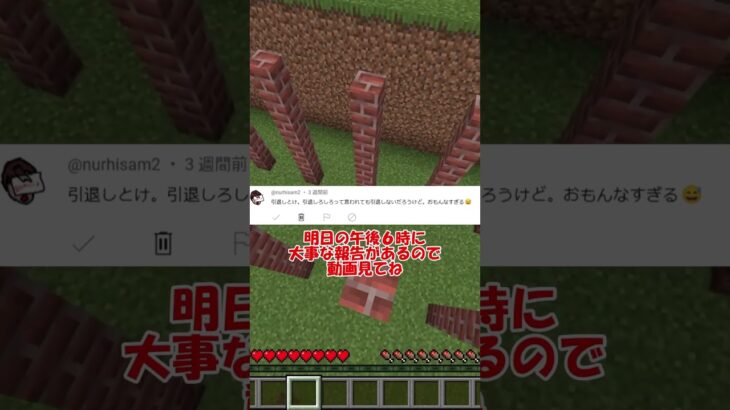 アンチコメントされた実況者。#マインクラフト #マイクラ #shorts