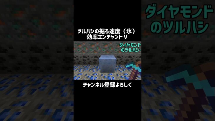 【マイクラ】エンチャントツルハシの掘る速度（氷）　#shorts