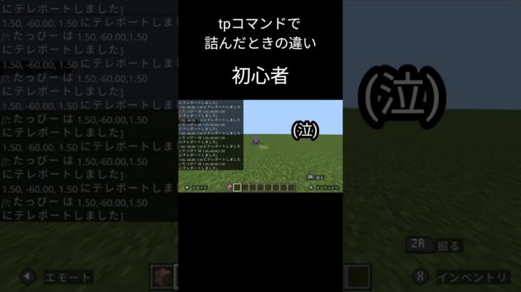 tpコマンドで詰んだときの初心者と上級者の違い #マインクラフト #マイクラ統合版 #shorts