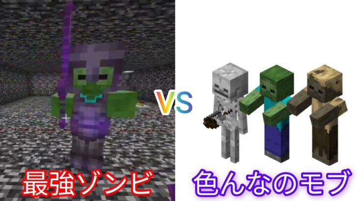 ネザライトフル(エンチャント付き)の最強ゾンビなら色んなモブと1on1しまくっても生き残れる説【Minecraft】#1　#マイクラ #マインクラフト #minecraft #ゲーム実況 #8ナイト8