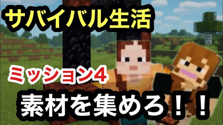サバイバル生活！ミッション4！次の家の素材を集めろ！！【マイクラ】