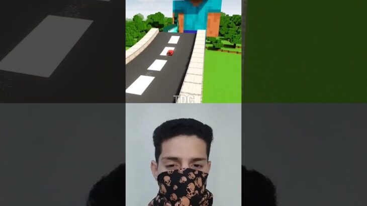 Carro pequeño a grande Vs Steve gigante #minecraft #gaming #satisfying