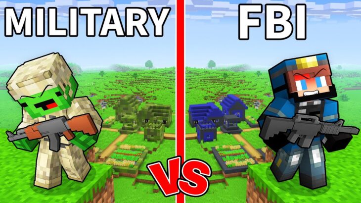 Mikey and JJ Left MILITARY vs FBI Village in Minecraft (Maizen)