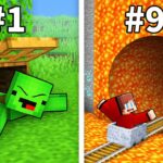 Mikey and JJ Made 100 Secret Bases in Minecraft (Maizen)