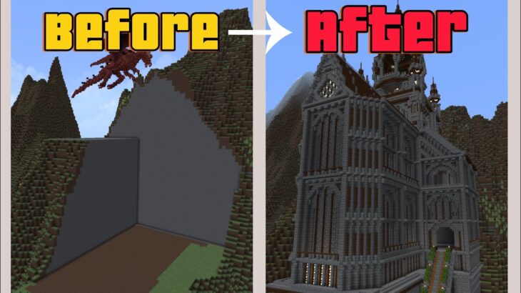 [Minecraft]山を削って神建築してみた！！(carved a mountain to build a divine structure!!)