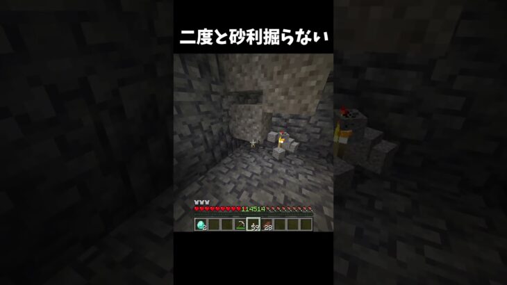 二度と砂利壊さない、みんなはマネしないで #minecraft #マイクラ    #shorts