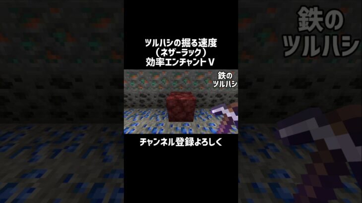 【マイクラ】エンチャントツルハシの掘る速度（ネザーラック）　#shorts