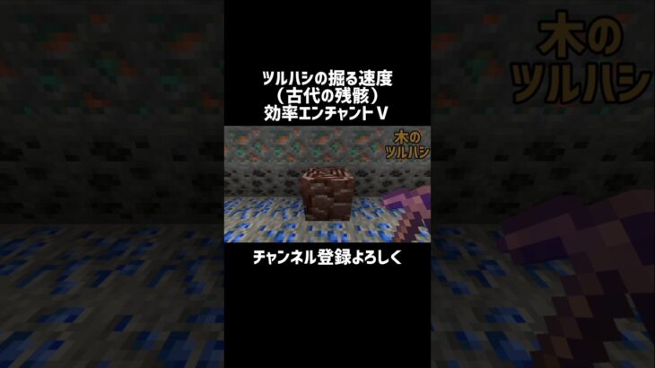 【マイクラ】エンチャントツルハシの掘る速度（古代の残骸）　#shorts