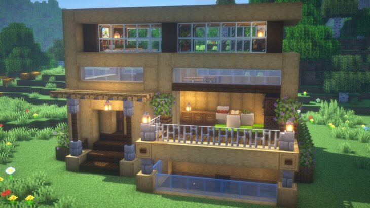 おしゃれで簡単なモダンハウスの作り方【マイクラ建築】【マインクラフト】