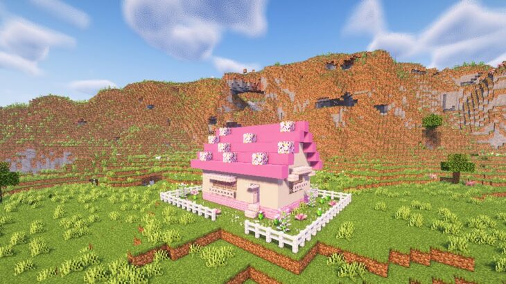 【マイクラ】ピンク×白の家を30分でつくる建築チャレンジ！【Minecraft】【ゼナ・ロゼ】