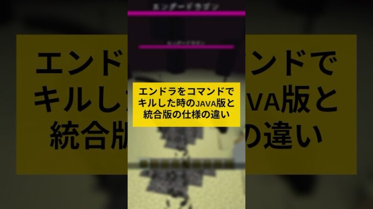 エンドラをコマンドでキルした時のJAVA版と統合版の仕様の違い #minecraft #shorts