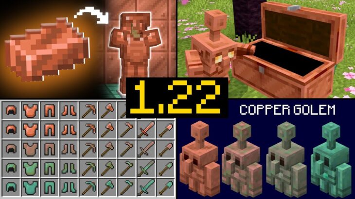 MINECRAFT 1.22 – LANÇOU O NOVO GÓLEM, FERRAMENTAS e ARMADURA de COBRE!