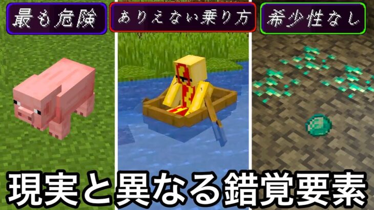 【マイクラ】ゲーム内に潜む偽りの要素が案外分からない.. 〜現実とは違った意外な錯覚要素・雑学８選〜【マインクラフト】【まいくら】【トリビア】【豆知識】