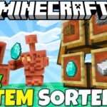 Minecraft: EASY Copper Golem SORTING SYSTEM Tutorial! (5 Designs) Minecraft Bedrock & Java!